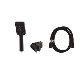 Grifo de ducha ALPHA negro completo (con soporte, mango y flexo) - Imagen 2